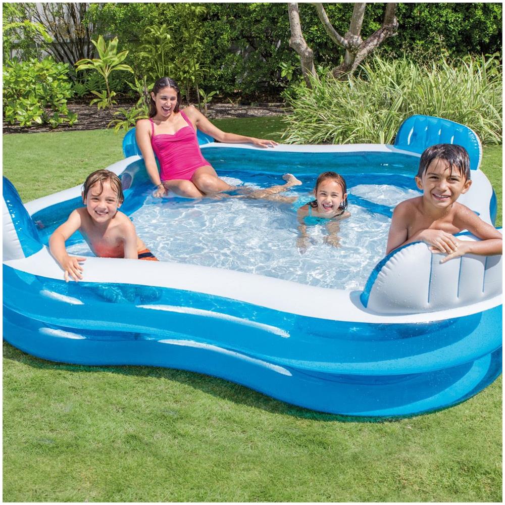 56475NP - Piscina Gonfiabile Family Quadrata con Quattro Sedili 229x229x66 cm - Foto 3