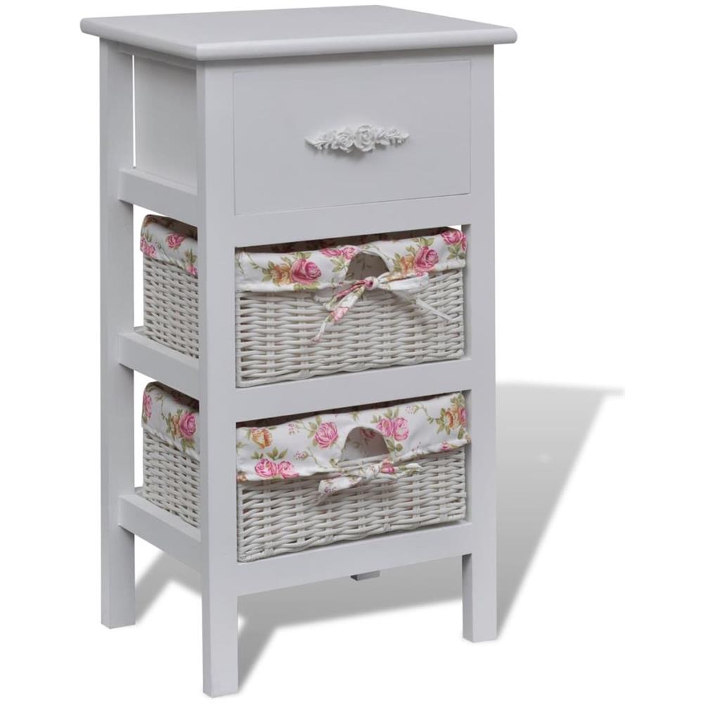 Armadietto Bianco Con 1 Cassetto E 2 Cesti Di Legno - Foto 1
