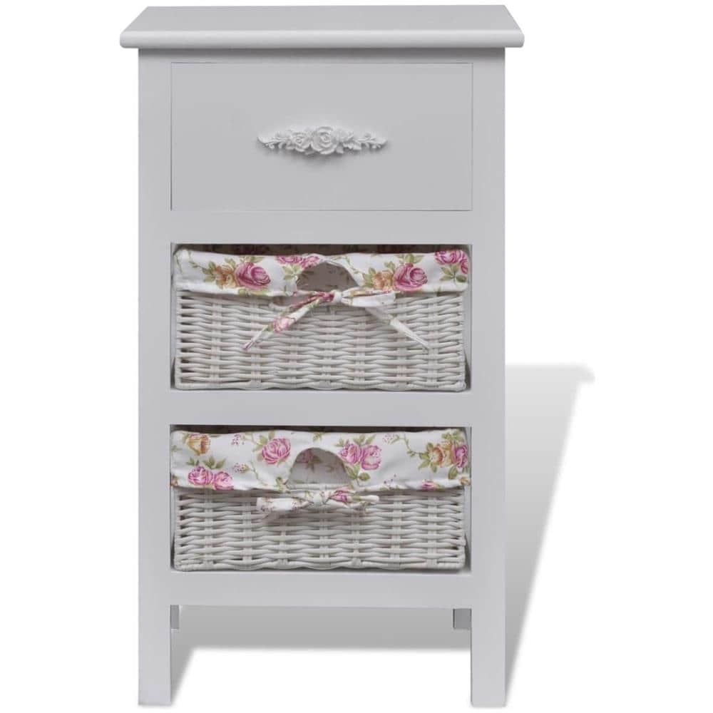 Armadietto Bianco Con 1 Cassetto E 2 Cesti Di Legno - Foto 2