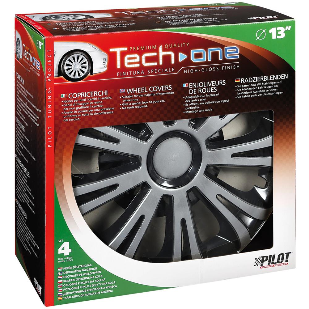 Copricerchi Auto Universali 13 Pollici Tech-one Avera Silver Black 31615 - Foto 6