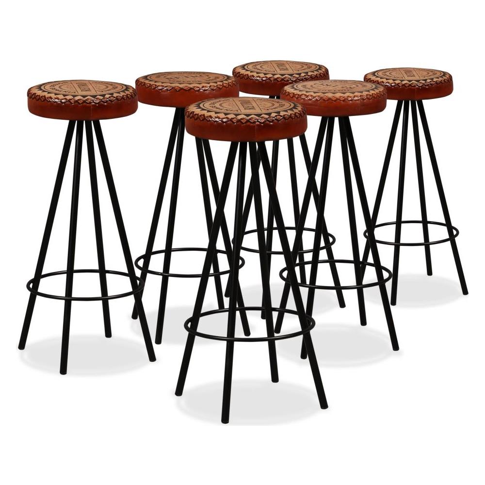 Set da Bar 7 pz in Legno Massello di Acacia Vera Pelle e Tela - Foto 7