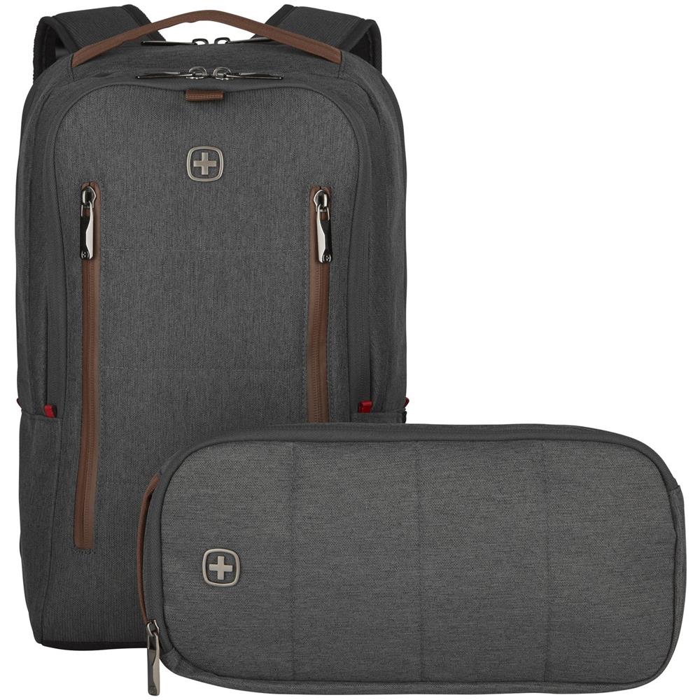 606489 City Upgrade, 2 pezzi, zaino per laptop da 16 pollici con scomparto imbottito per computer portatile, borsa a tracolla grigia, 15 l - Foto 1