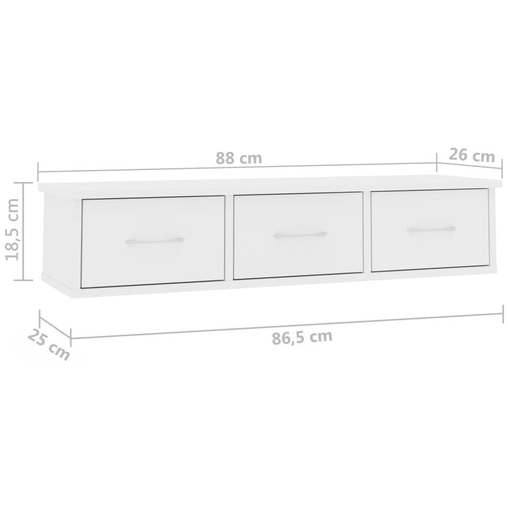 Scaffale con Cassetti a Parete Bianco 88x26x18,5 cm Multistrato - Foto 13