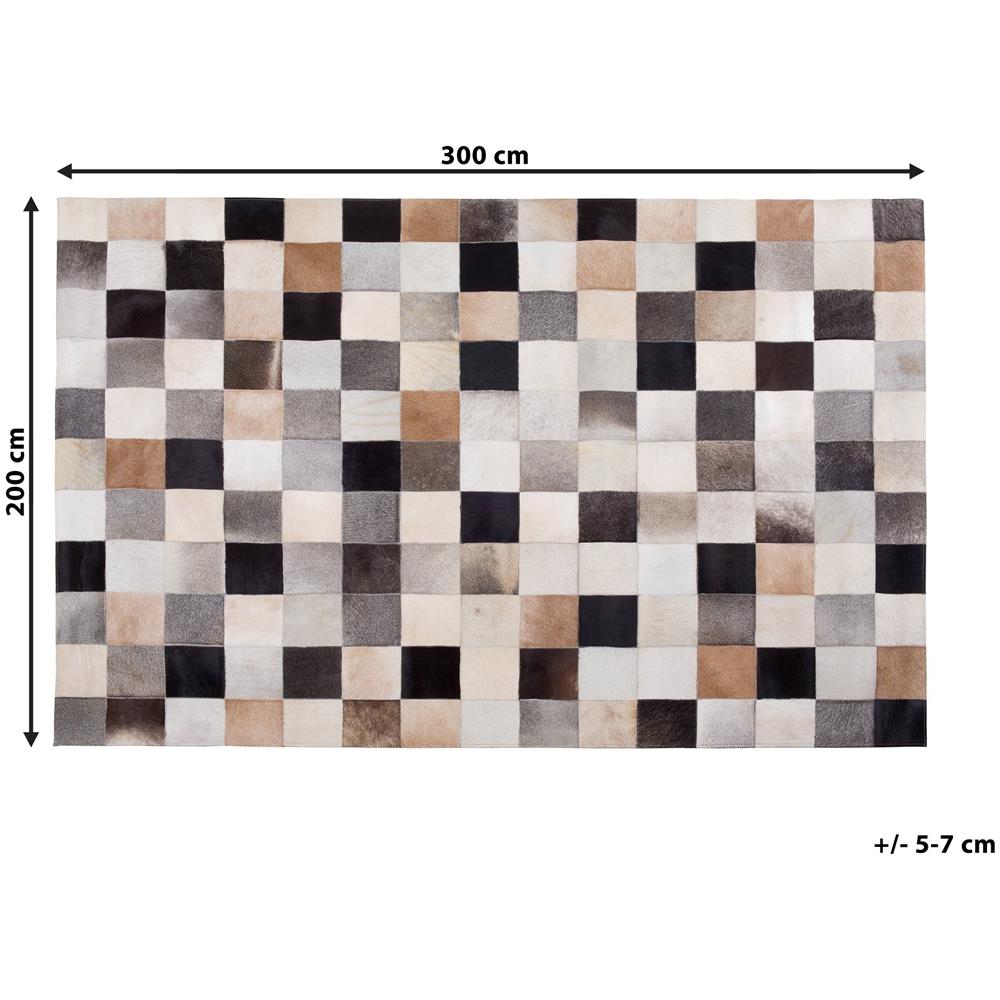 Tappeto Rettangolare In Pelle Marrone-beige-grigia 200x300cm Soke - Foto 2