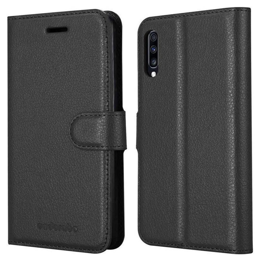 Custodia Compatibile Con Samsung Galaxy A70 In Nero Carbone - Coperchio Protettiva Con Chiusura Magnetica, Funzione Stand E Tasca Per Le Carte - Foto 2