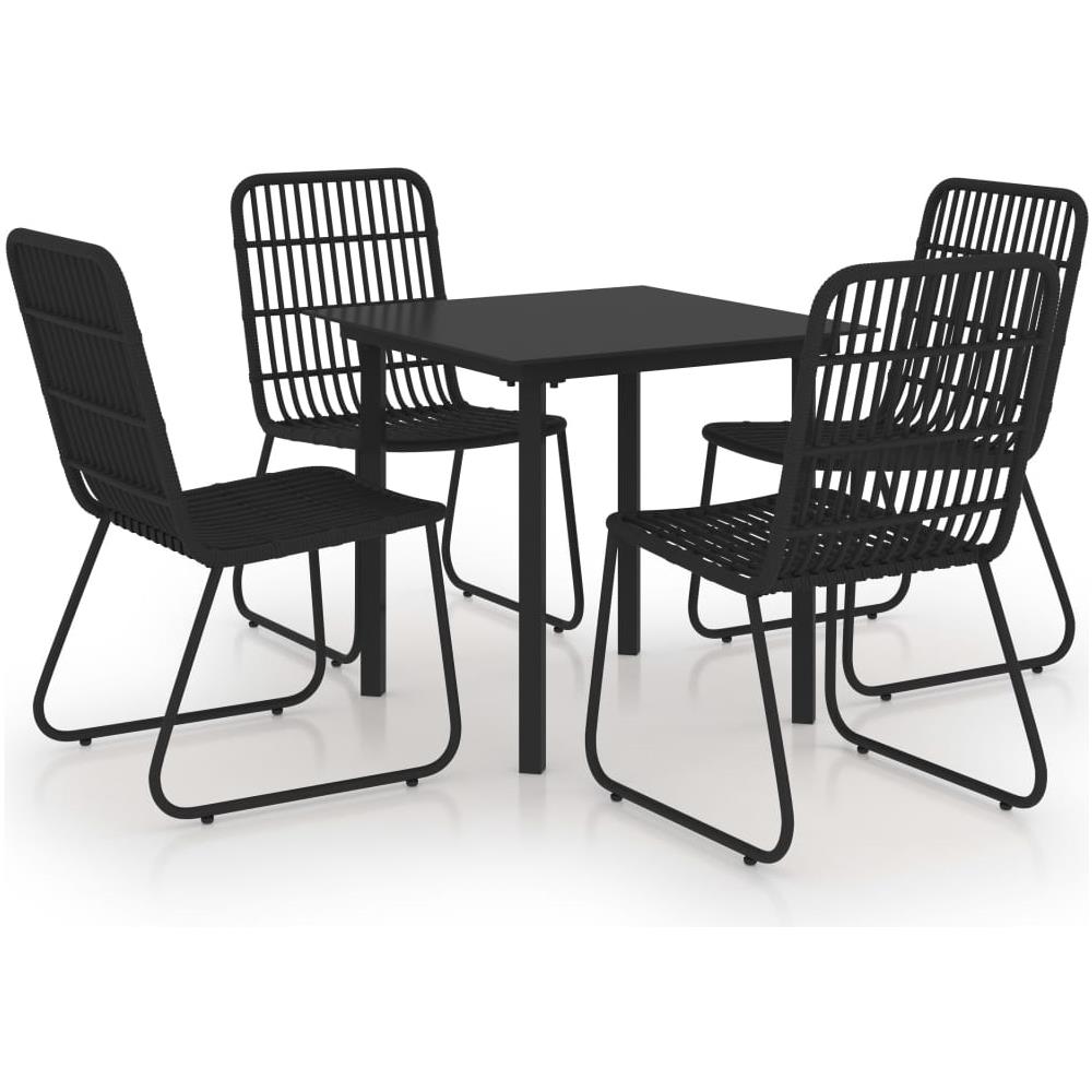 Set Da Pranzo Da Giardino 5 Pz In Polyrattan E Vetro - Foto 1