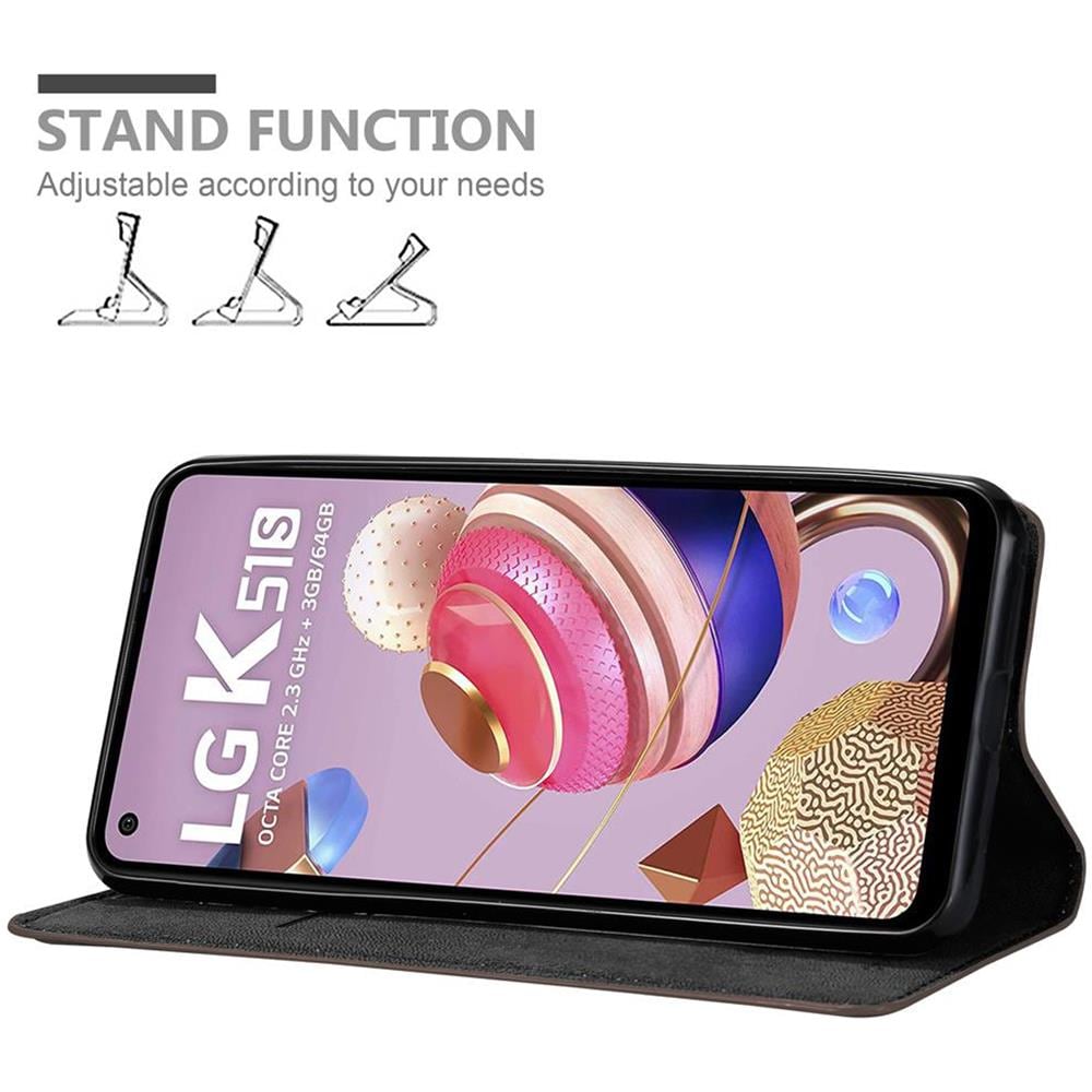 Cadorabo Custodia Compatibile Con Lg K51s In Bruno Caffè - Coperchio Protettiva Con Chiusura Magnetica, Funzione Stand E Tasca Per Le Carte - Foto 2
