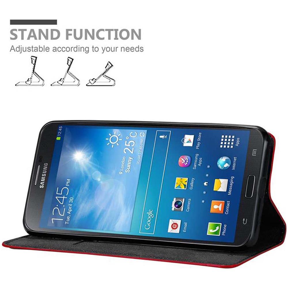Custodia Compatibile Con Samsung Galaxy Mega 6.3 In Rosso Mela - Coperchio Protettiva Con Chiusura Magnetica, Funzione Stand E Tasca Per Le Carte - Foto 2
