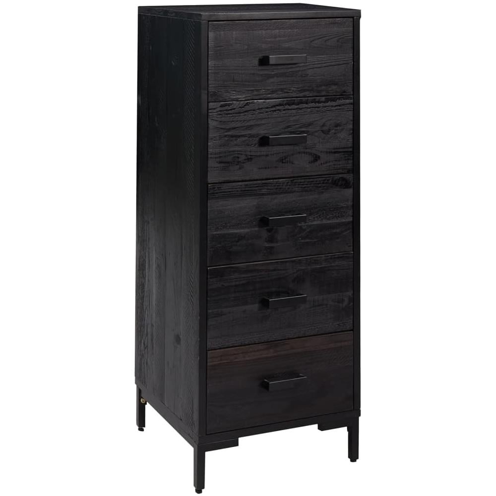 Cassettiera Nera 42x35x110 Cm In Legno Massello Di Pino - Foto 1