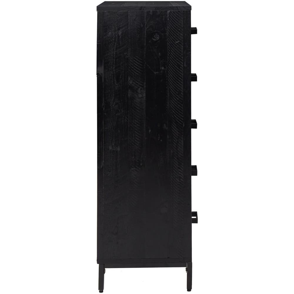 Cassettiera Nera 42x35x110 Cm In Legno Massello Di Pino - Foto 9