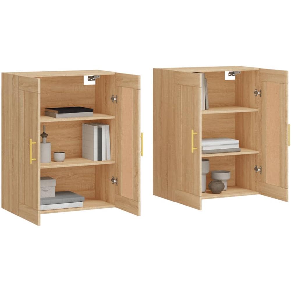 Armadietti A Parete 2 Pz Rovere Sonoma In Legno Multistrato - Foto 2
