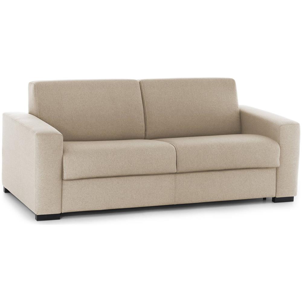 Divano Fisso Rosanna, Divano A 2 Posti Large, 100% Made In Italy, Sofà Soggiorno In Tessuto Imbottito, Con Braccioli Standard, Cm 200x95h90, Beige - Foto 2