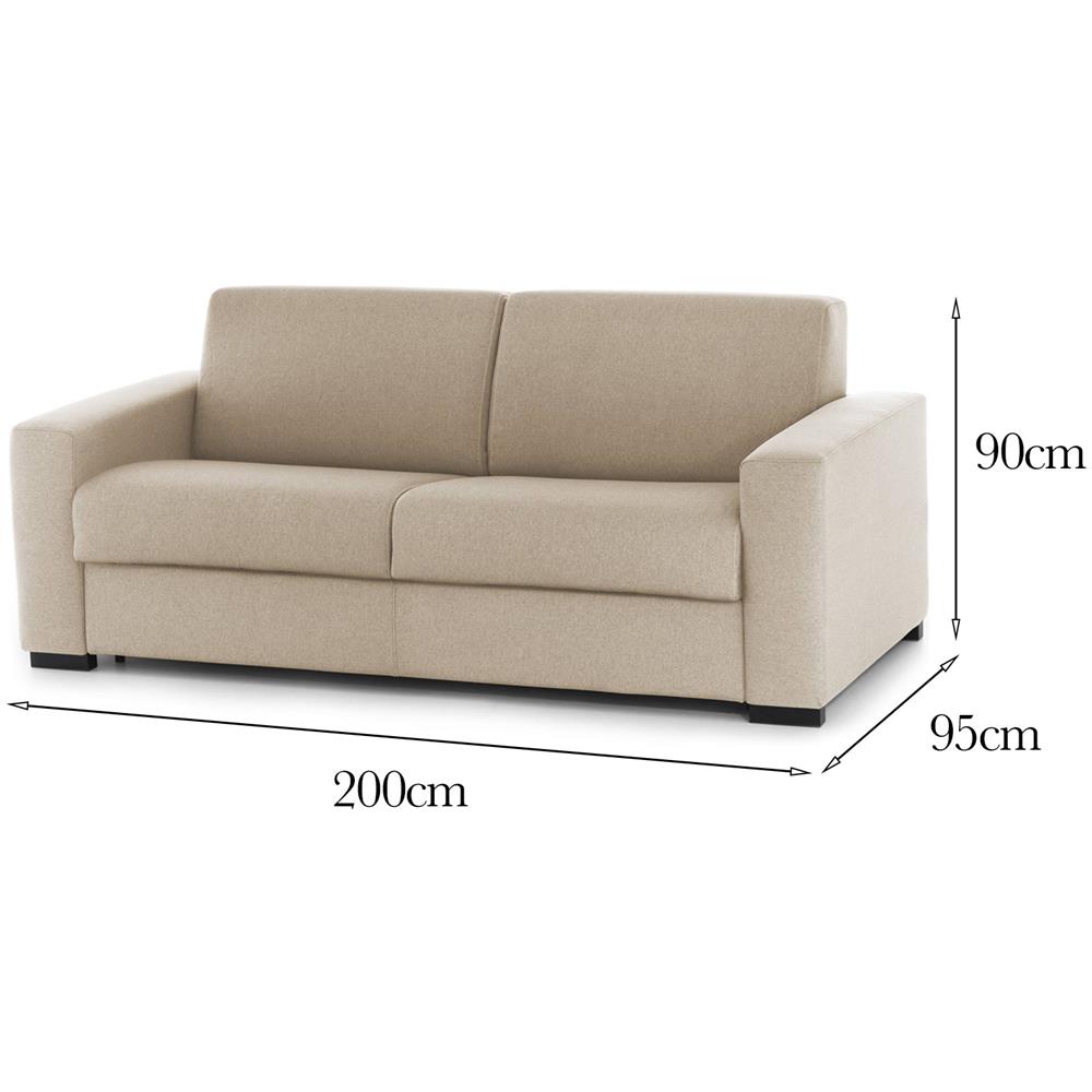 Divano Fisso Rosanna, Divano A 2 Posti Large, 100% Made In Italy, Sofà Soggiorno In Tessuto Imbottito, Con Braccioli Standard, Cm 200x95h90, Beige - Foto 4
