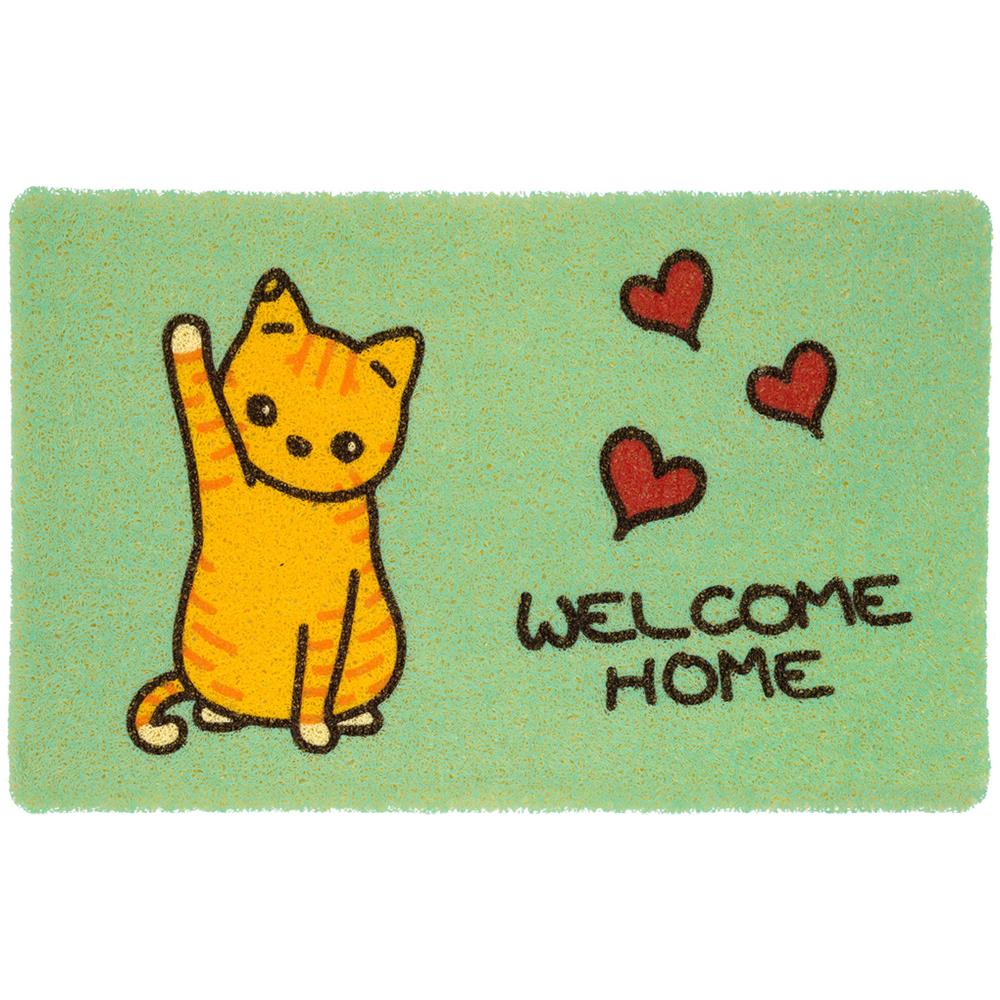 Zerbino Con Riccioli Vinilici Entrata Ingresso Casa Esterno Antiscivolo Curly In Varie Fantasie 40x60cm Gattino - Foto 1