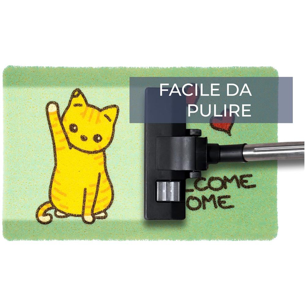 Zerbino Con Riccioli Vinilici Entrata Ingresso Casa Esterno Antiscivolo Curly In Varie Fantasie 40x60cm Gattino - Foto 2