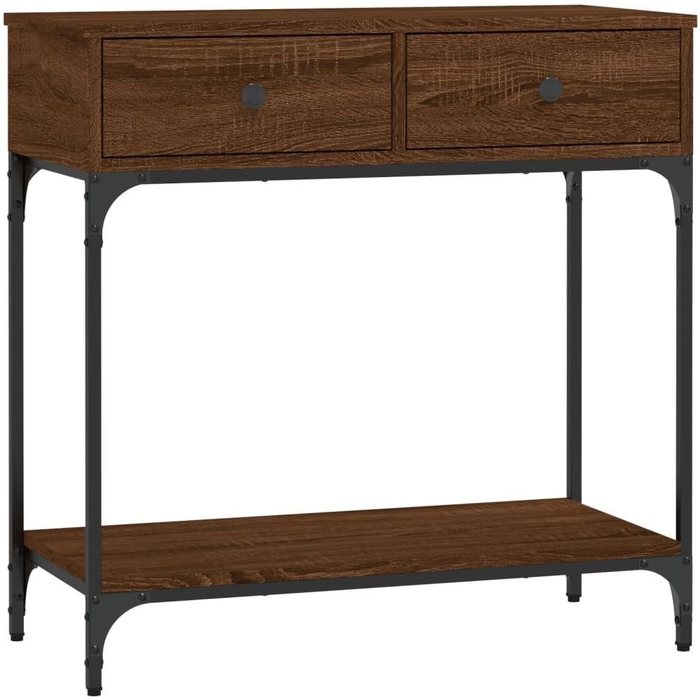 Tavolino Consolle Rovere Marrone 75x34,5x75cm Legno Multistrato - Foto 2