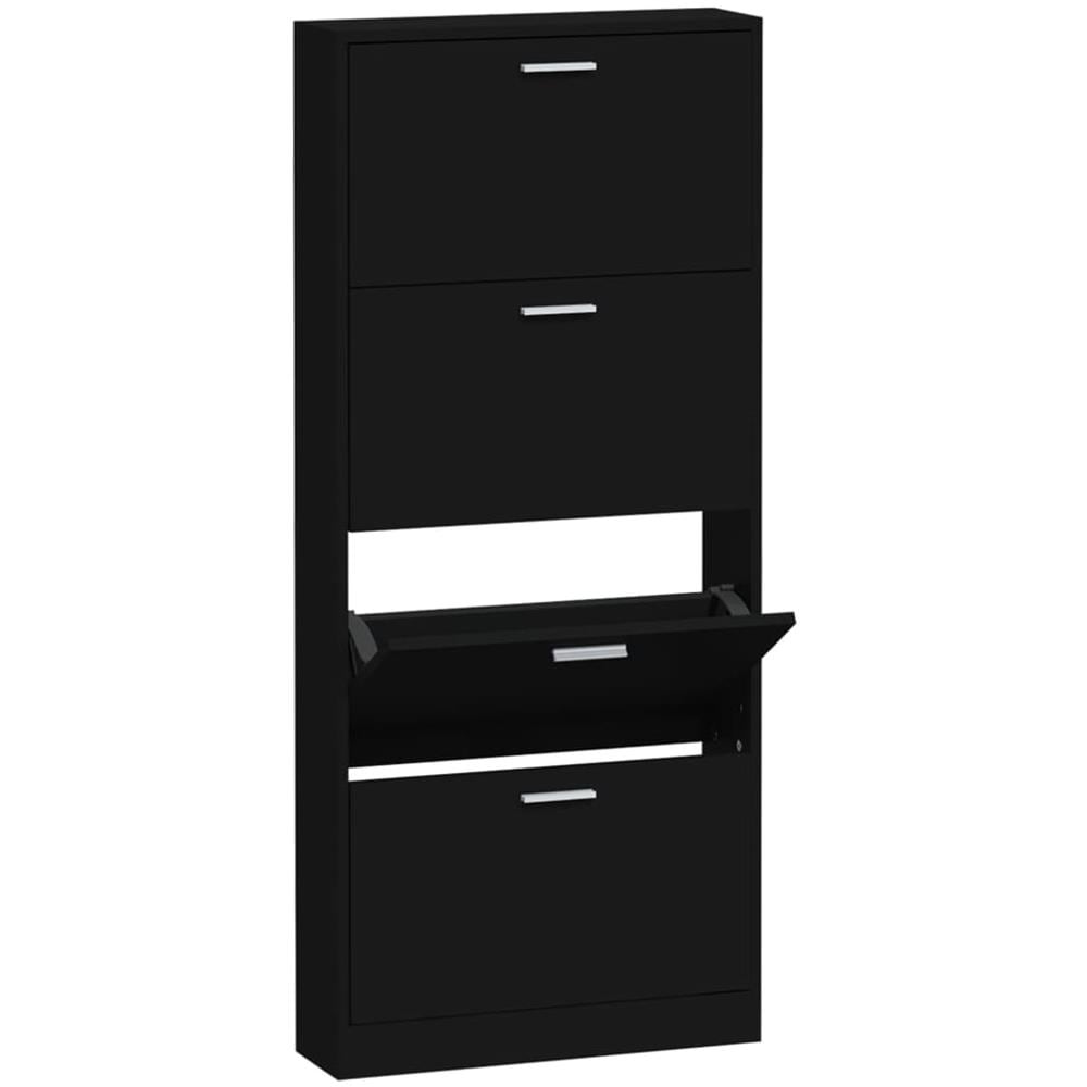 Scarpiera Nera 59x17x150 Cm In Legno Multistrato - Foto 2