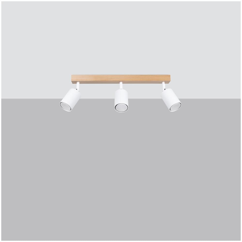 Lampada A Soffitto Verdo 3l Bianco Sl. 1288 - Moderno Lampade Da Soffitto Legno Bianco 17.5x61x45 Cm - Foto 2
