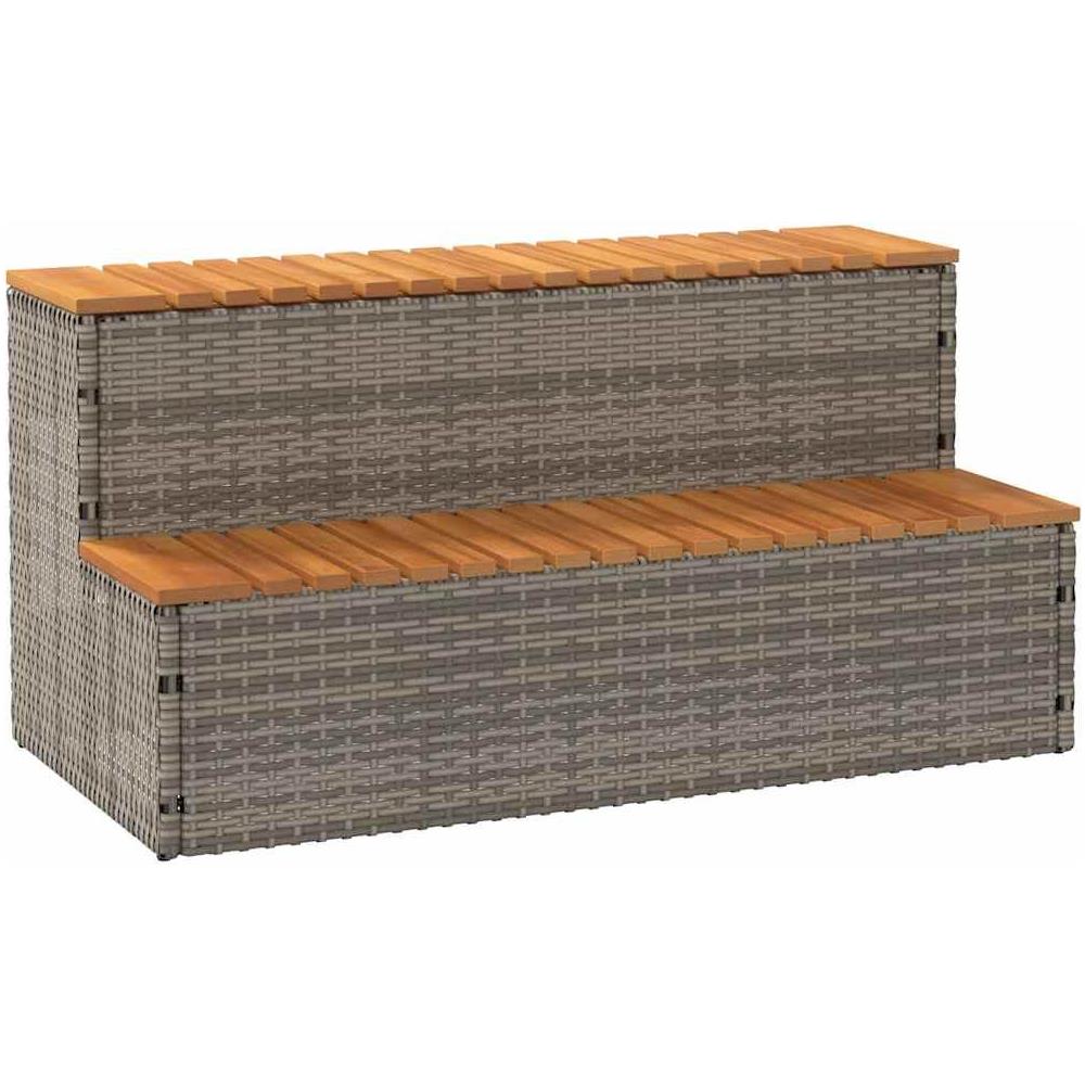Bordo per Vasca Idromassaggio Grigio Polyrattan&Massello Acacia - Foto 1