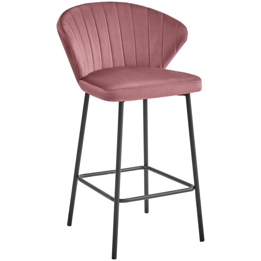 Sgabello GATTA in velluto rosa scuro con gambe nere per cucina x2 - Foto 2