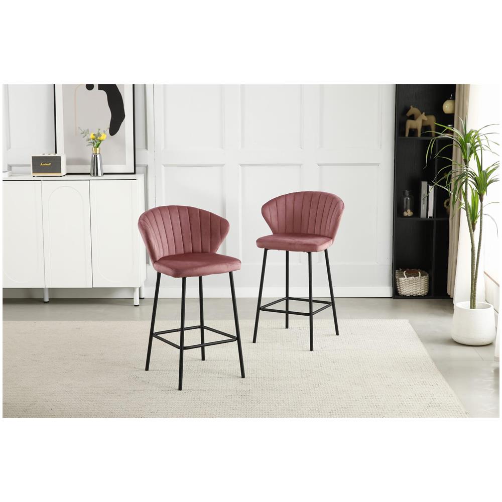 Sgabello GATTA in velluto rosa scuro con gambe nere per cucina x2 - Foto 8