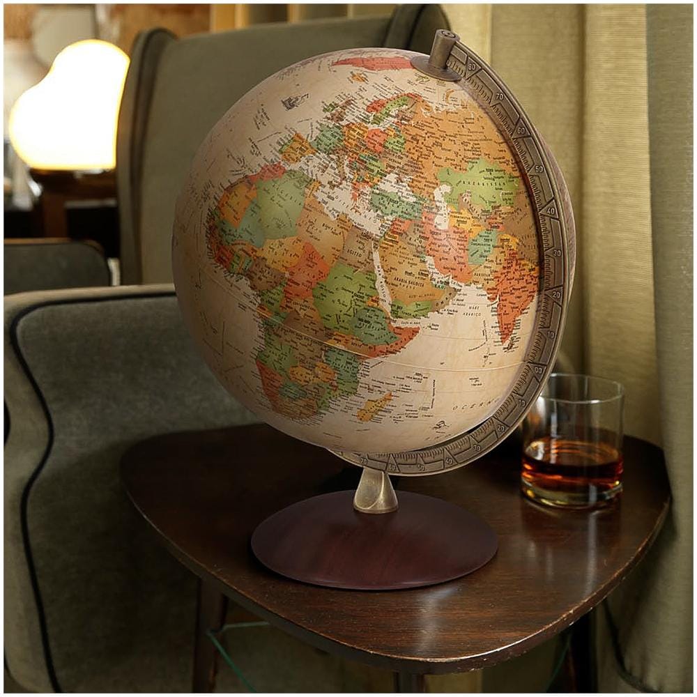 Mappamondo Globo Antiquus 30 Cm Antico Novarico Base In Legno D' Arredamento New - Foto 2