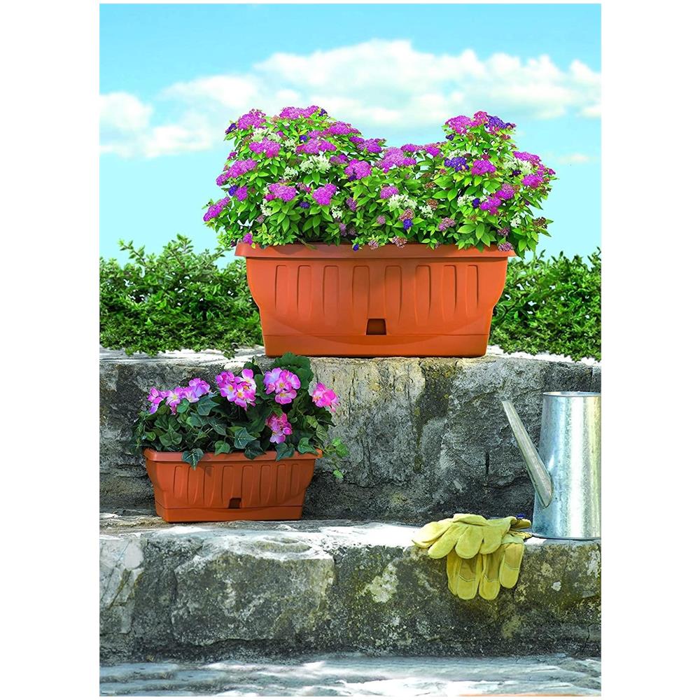 Fioriera Natura Cm. 40 Con Sottovaso Colore Terracotta - Foto 2