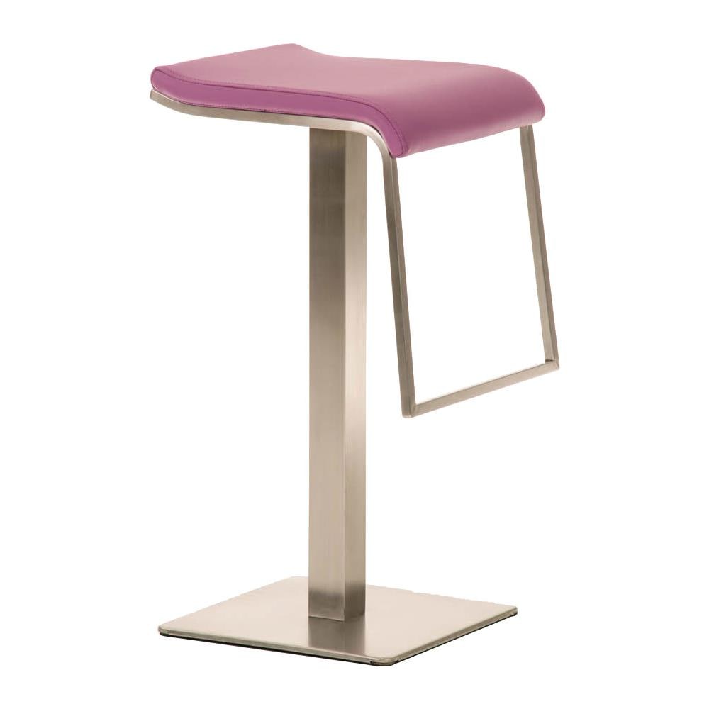 Sgabello Bar Lameng In Similpelle E Accio Inox I Sgabello Bancone Design Con Poggiapiedi, H Seduta 78 CM I Sgabello Cucina Imbottito Viola - Foto 1