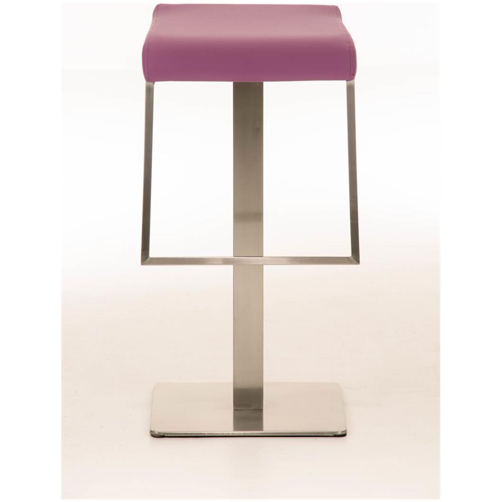 Sgabello Bar Lameng In Similpelle E Accio Inox I Sgabello Bancone Design Con Poggiapiedi, H Seduta 78 CM I Sgabello Cucina Imbottito Viola - Foto 2