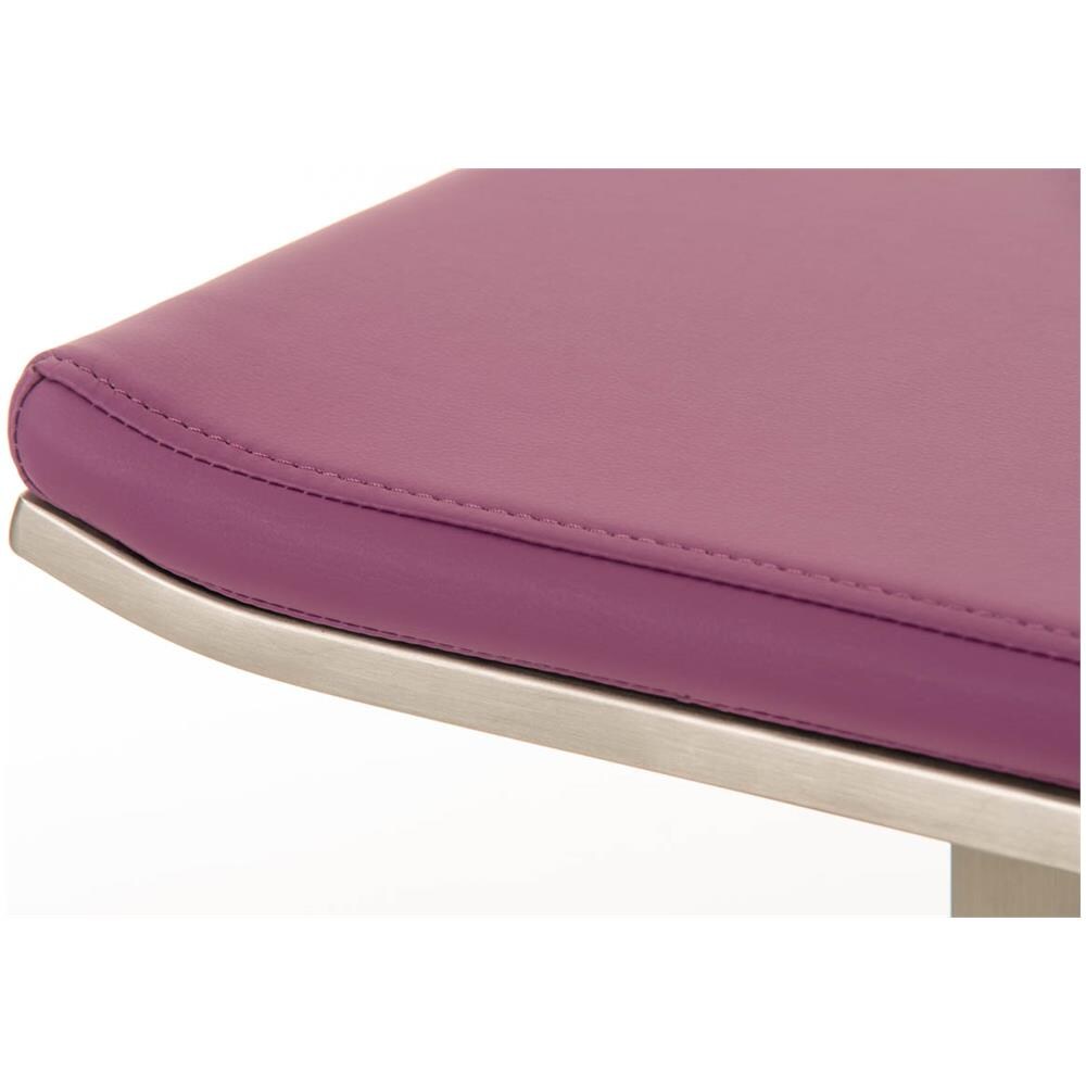 Sgabello Bar Lameng In Similpelle E Accio Inox I Sgabello Bancone Design Con Poggiapiedi, H Seduta 78 CM I Sgabello Cucina Imbottito Viola - Foto 5