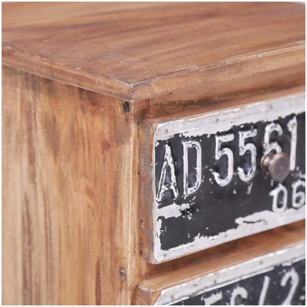 Comodino 30x30x51 Cm In Legno Massello Di Recupero - Foto 2