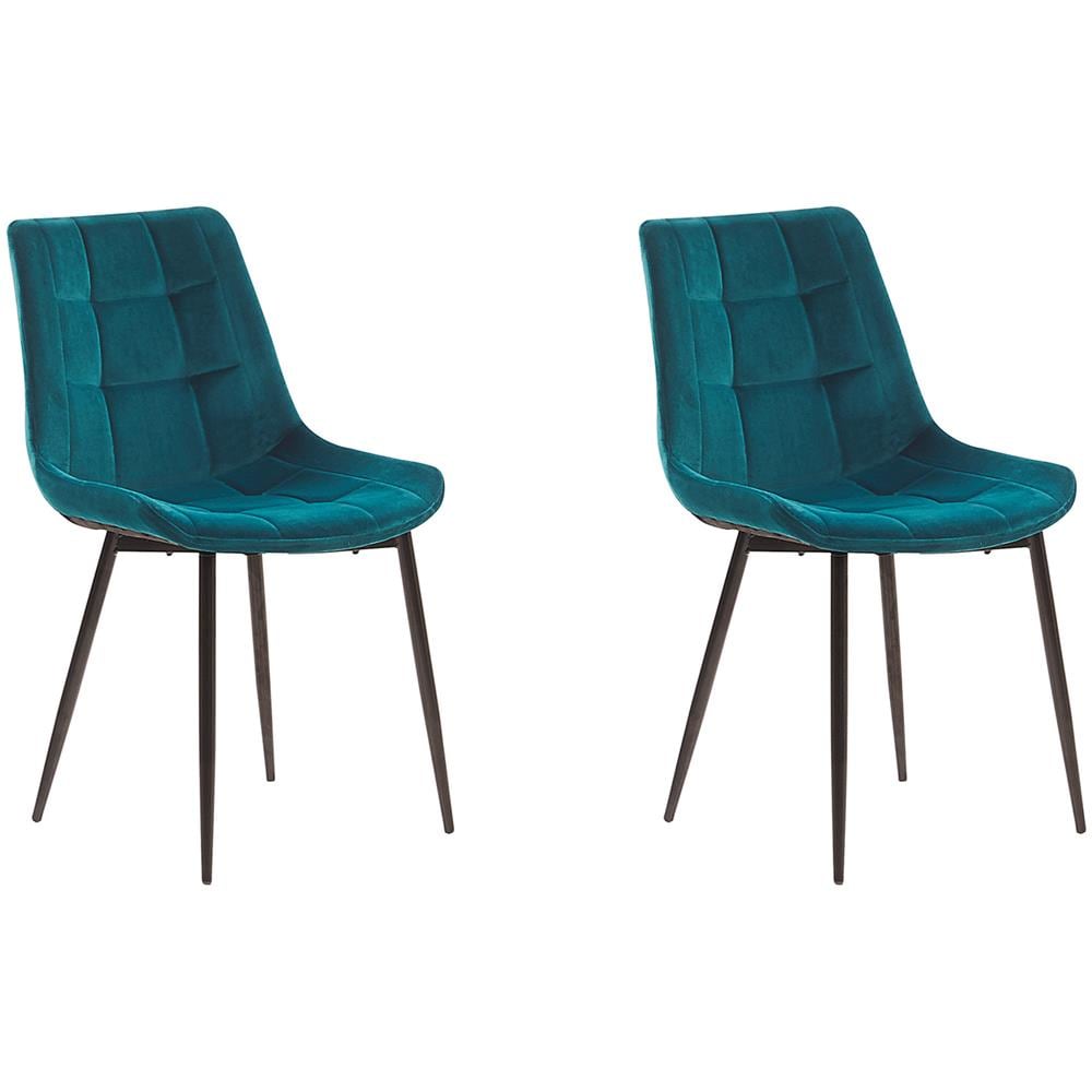 Set Di 2 Sedie Da Pranzo In Velluto Blu Melrose - Foto 1