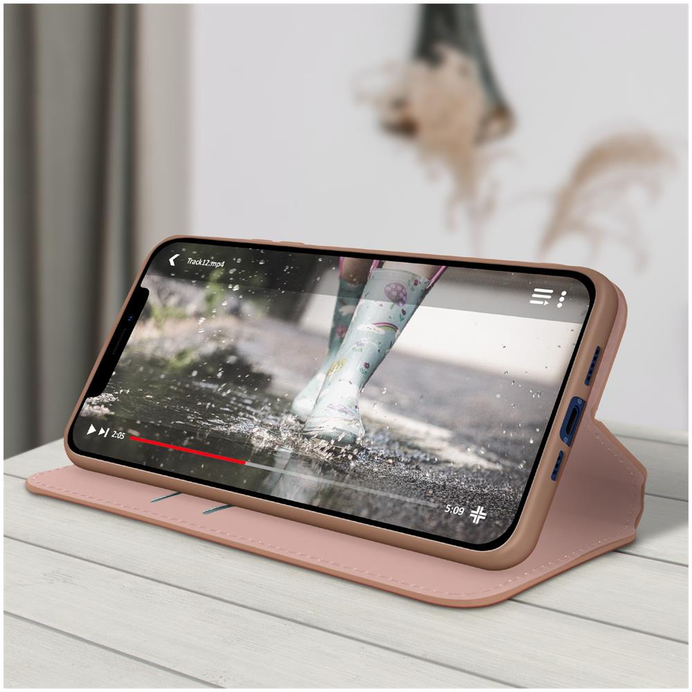 Custodia Folio Iphone 12 Pro Max Portafoglio Funzione Supporto Video Rosa Gold - Foto 2