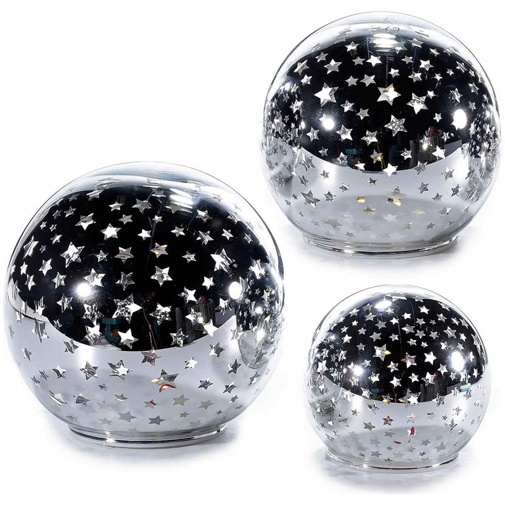 Lampade Natalizie A Sfera Con Stelle Intagliate E Timer Set Da 3 Lampade Decorative Idea Regalo - Foto 2