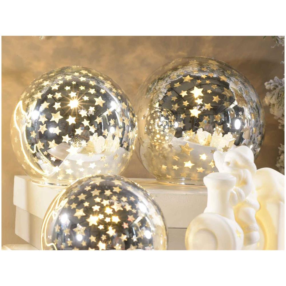 Lampade Natalizie A Sfera Con Stelle Intagliate E Timer Set Da 3 Lampade Decorative Idea Regalo - Foto 4