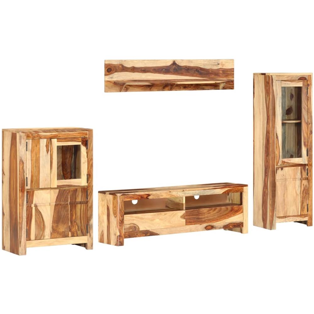 Set Mobili Porta TV 4 pz in Legno Massello di Sheesham - Foto 1
