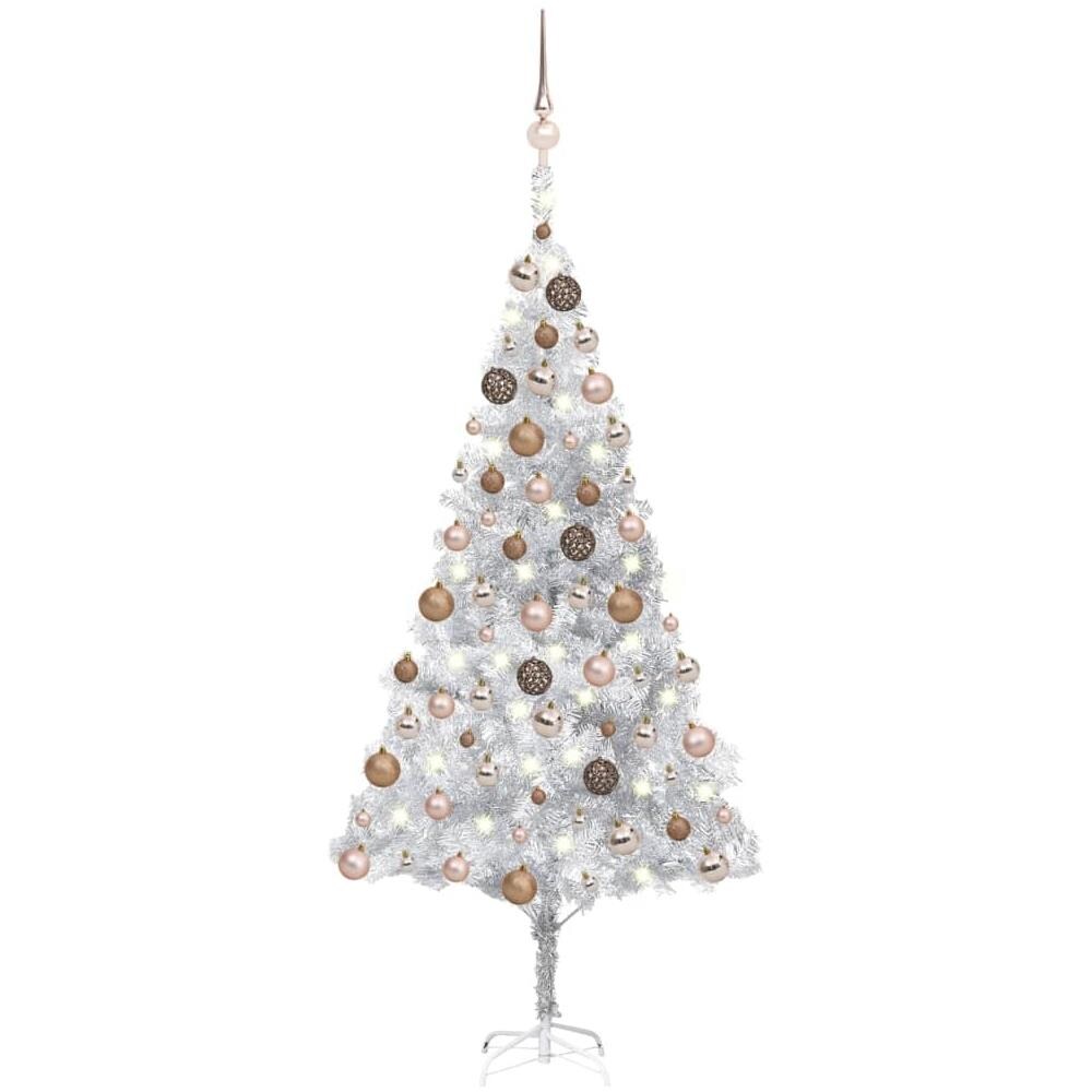 Set Albero Natale Artificiale LED e Palline Argento 180 cm PET - Foto 1
