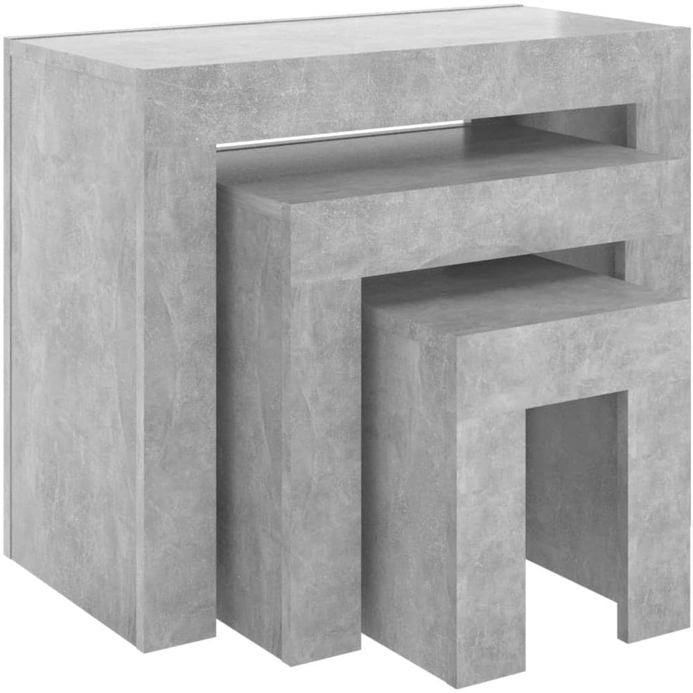 Tavolini da Salotto Impilabili 3pz Grigio Cemento in Truciolato - Foto 2