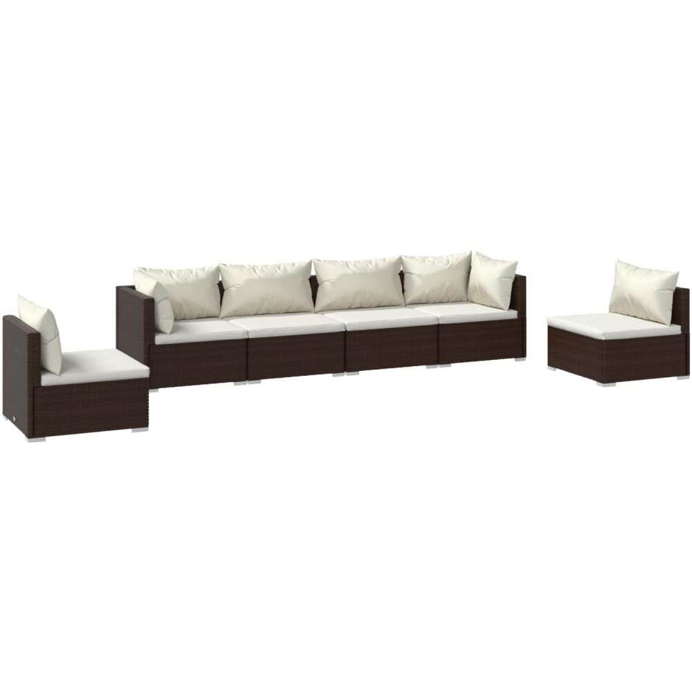 Set Divani da Giardino 6 pz con Cuscini in Polyrattan Grigio vidaXL | Leroy Merlin