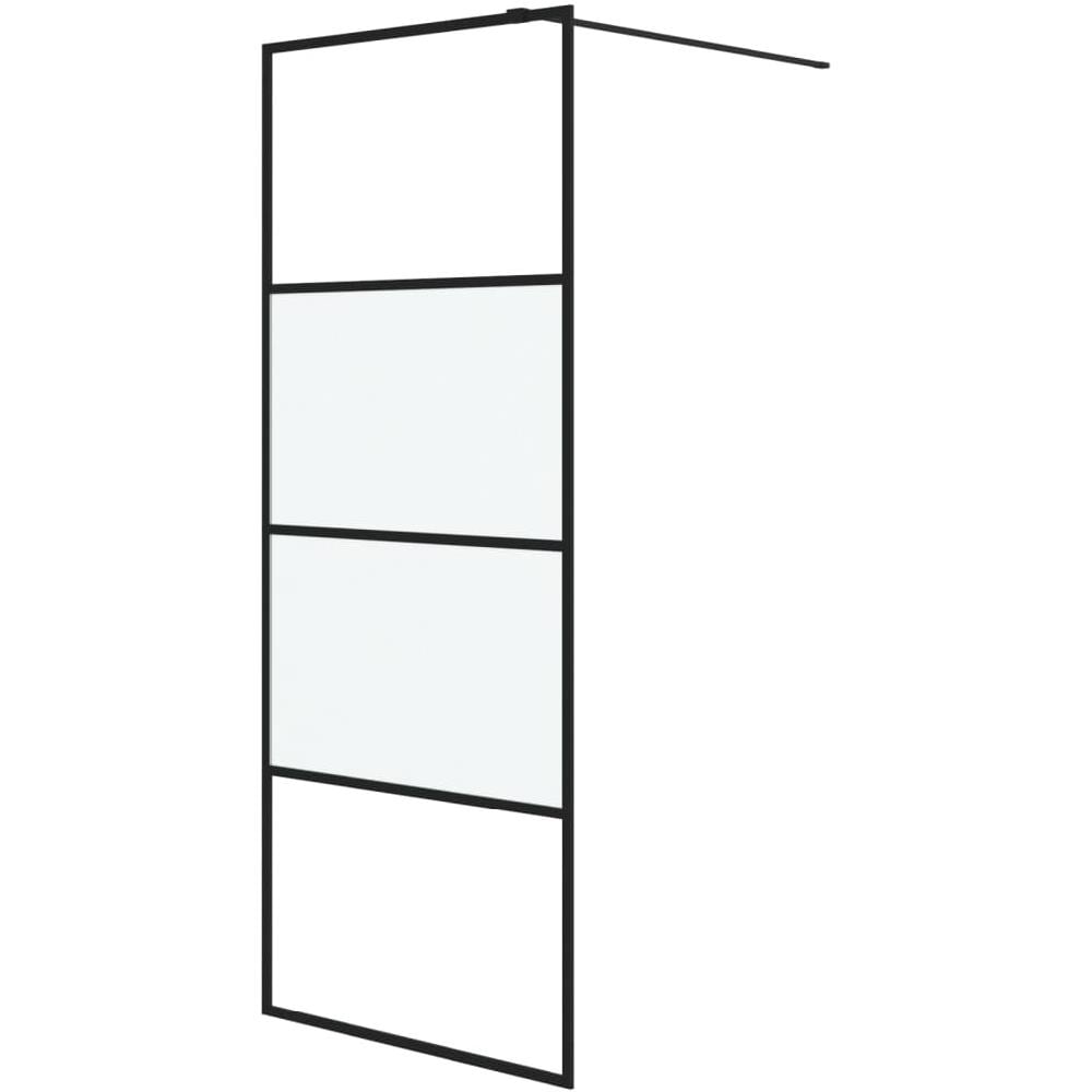 Parete Doccia Walk In Nera 80x195 Cm Vetro Semi Smerigliato Esg - Foto 2