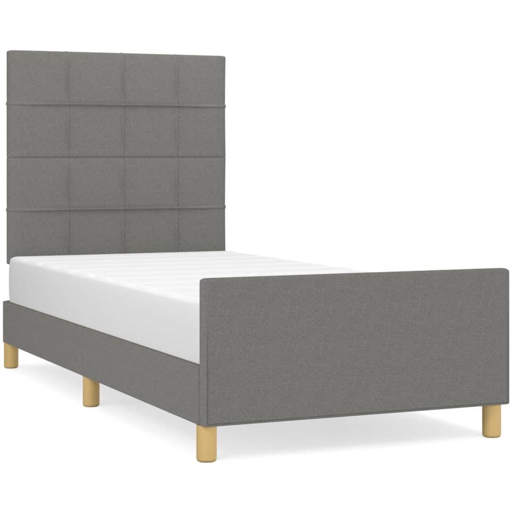 Giroletto Con Testiera Grigio Scuro 90x190 Cm In Tessuto - Foto 2