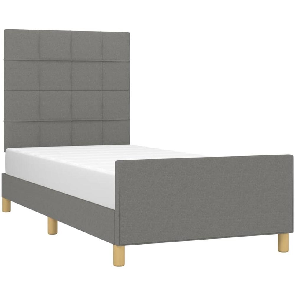 Giroletto Con Testiera Grigio Scuro 90x190 Cm In Tessuto - Foto 3
