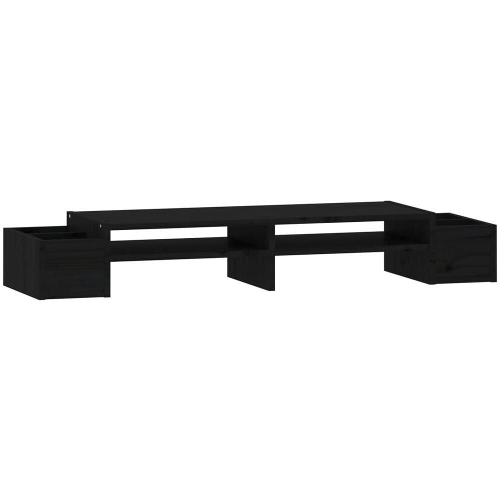 Supporto Per Monitor Nero 100x27,5x15cm Legno Massello Di Pino - Foto 2