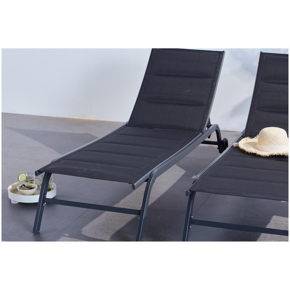 Set Di 2 Sdraio In Alluminio Nero Lisboa - Foto 2
