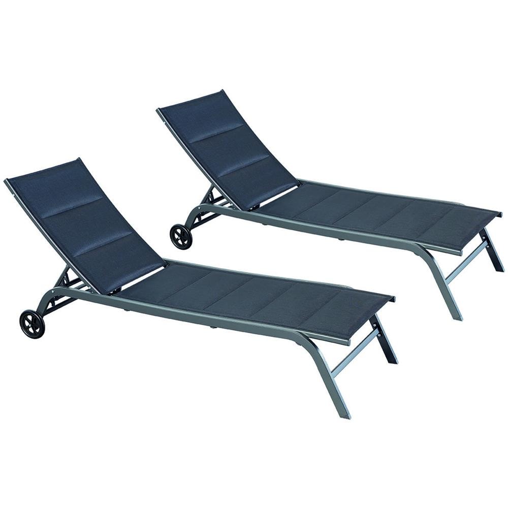 Set Di 2 Sdraio In Alluminio Nero Lisboa - Foto 1