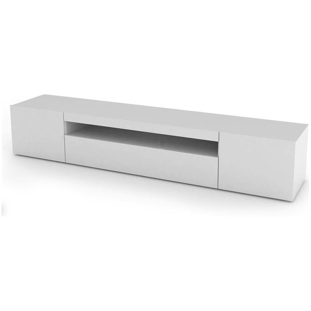 Mobile Porta Tv Jesse, Credenza Bassa Da Soggiorno A 3 Ante, Base Porta Tv, 100% Made In Italy, Cm 200x40h37, Bianco Lucido - Foto 2