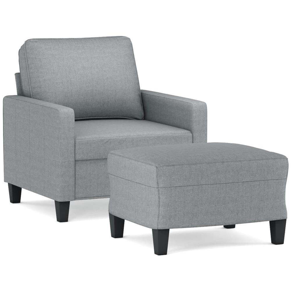 Poltrona Con Poggiapiedi Grigio Chiaro 60 Cm In Tessuto - Foto 1