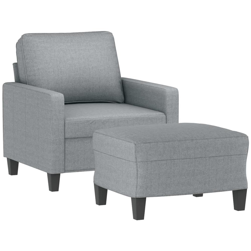 Poltrona Con Poggiapiedi Grigio Chiaro 60 Cm In Tessuto - Foto 2