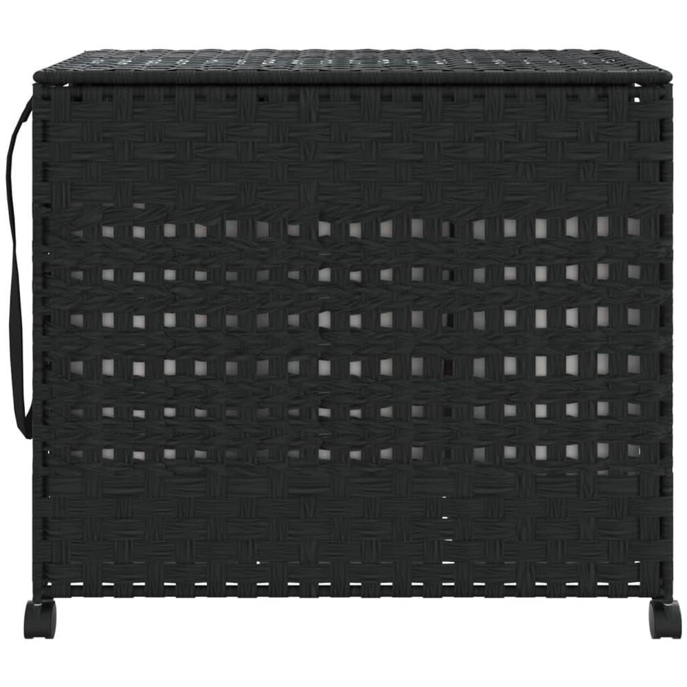 Cesto Portabiancheria Con Ruote Nero 66x35x60 Cm Rattan - Foto 3