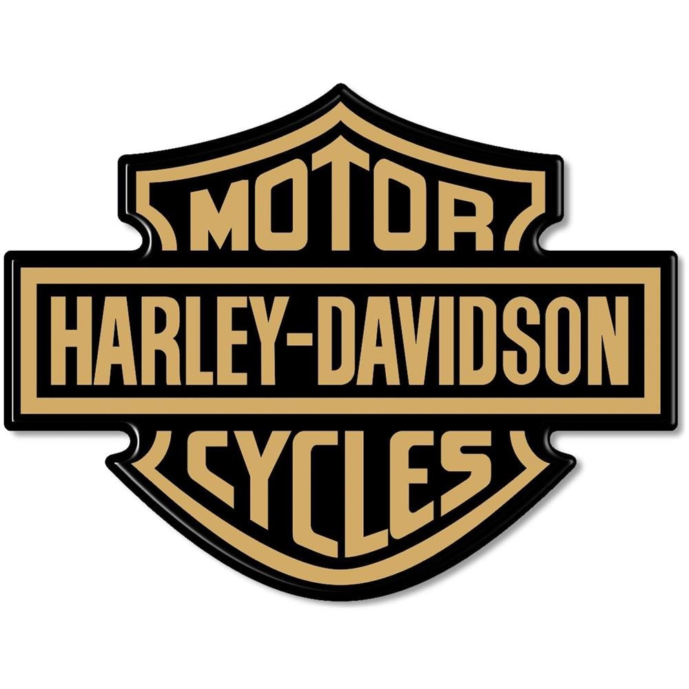 Adesivi 3D Stemma Logo Serbatoio Compatibile Moto Harley Davidson 95X70 Oro Oro - Foto 1
